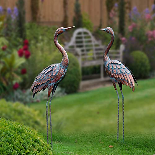 Outdoor Garden Statue Metal Crane Yard Art Decor Heron Statue Bird Sculpture - Thumbnail 6