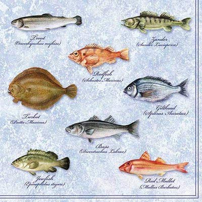 Ambiente Serviettes Fish Maritime Design Fishes 20 napkins per Pack