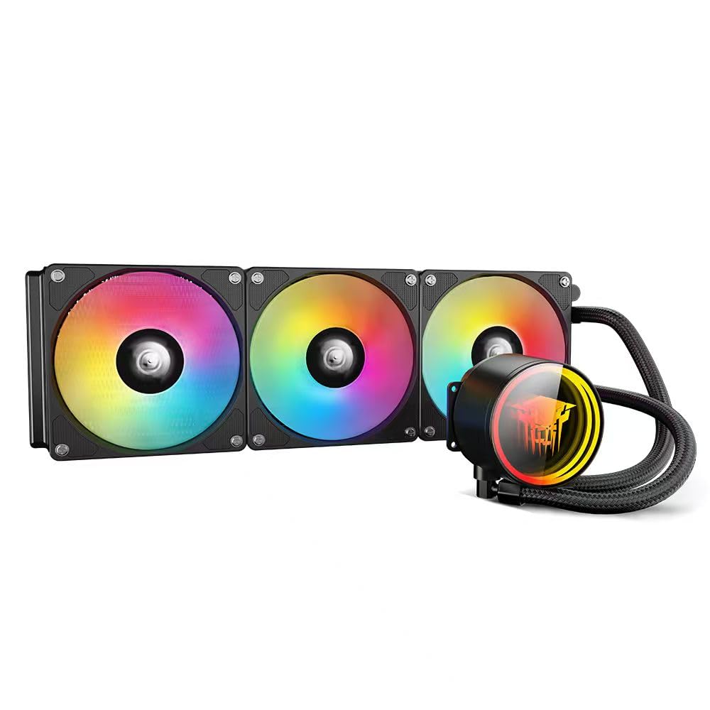 TZMRIT TK1 Farbiges Licht Aio Wasserkühlung CPU Kühler 800-1800RPM PWM Lüfter,Für LGA115X/1200/1700/1366/2011/2066,Für FM2/FM2+/AM3+/AM4/AM5 (360BK)