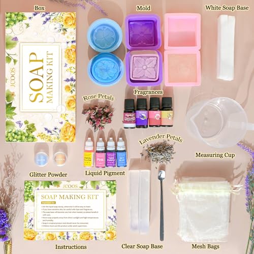 Kit de fabricação de sabonete, kit de fabricação de sabão Jcoos para adultos e crianças, suprimentos