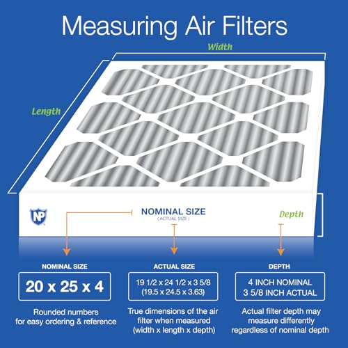 Image of Nordic Pure 20x25x4 Pleated MERV 10 Plus Carbon Air Filters 2 Pack