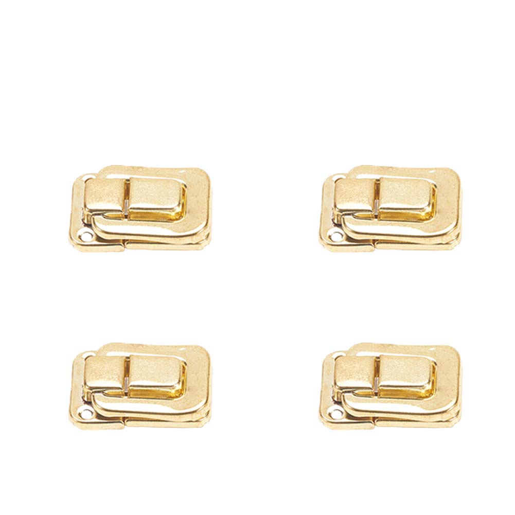 MroMax Toggle Catch Lock, 40mm Retro Decorative Yellow Hasp w Screws for Suitcase Chest Trunk Latch Clasp, Pack of 4