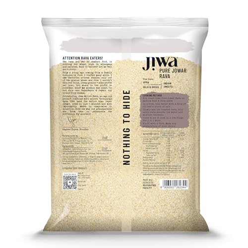 Image of Jiwa Pure Jowar Rava | 500 G | Cooks In 7 Minutes | Millet | Broken Sorghum /Jonna Rava | Gluten Free
