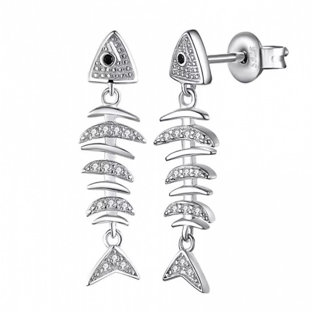 Boucles d'oreilles pendantes en argent sterling 925 et zircon chic