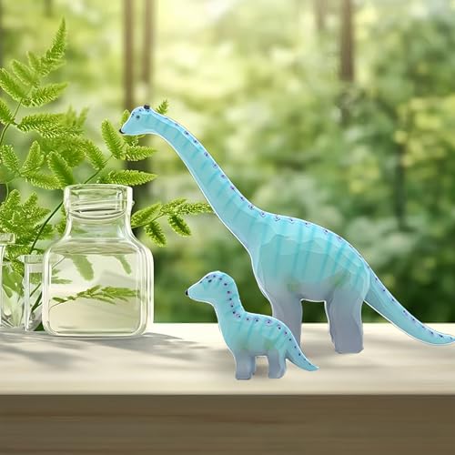 Set de 2 estatuas decorativas de dinosaurios Brachiosaurus miniatura 6