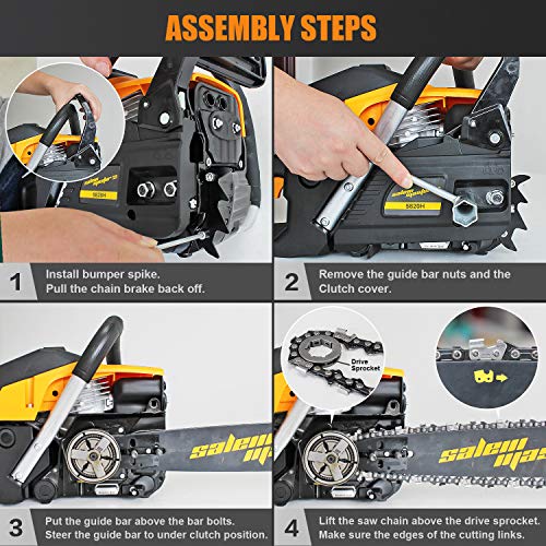 SALEM MASTER 5820H 58CC 2-Cycle Gas Powered Chainsaw, 18-Inch Chainsaw, Handheld Cordless Petrol Gasoline Chain Saw for Farm, Garden and Ranch
