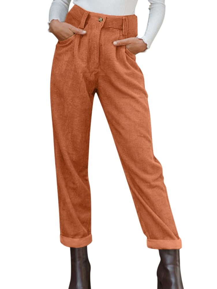Onsoyours Pantaloni Largo Donna Estivi Affusolati Con Vita Elastica, Arancione, Taglia L