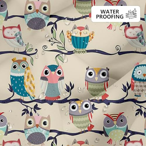 APROPHIC Duschvorhang Eule 180x180 Duschvorhänge Cartoon Eulen Tiere Kinder Spaß Pflanzen Kinder Bad Vorhang Polyester Stoff wasserdichte Badezimmer Dekoration mit 12 Haken