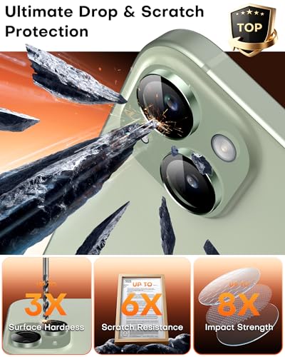 Image of TOCOL Camera Lens Protector for iPhone 15 / iPhone 15 Plus Tempered Glass HD Individual Scratch Resistant Camera Cover Accessories Case Friendly 2 Pack(Light Green)