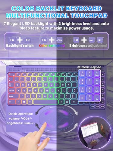 Image of New 16 inch Purple Laptop,Ultra-Narrow Bezel 2.5K QHD IPS (2560x1600),Quad-Core N95 (3.4GHz),16GB RAM 512GB SSD,Color Backlit KB, Face Unlock,USB-C /HDMI /WiFi /BT,Win 11 Pro,for Business Study Entertainment