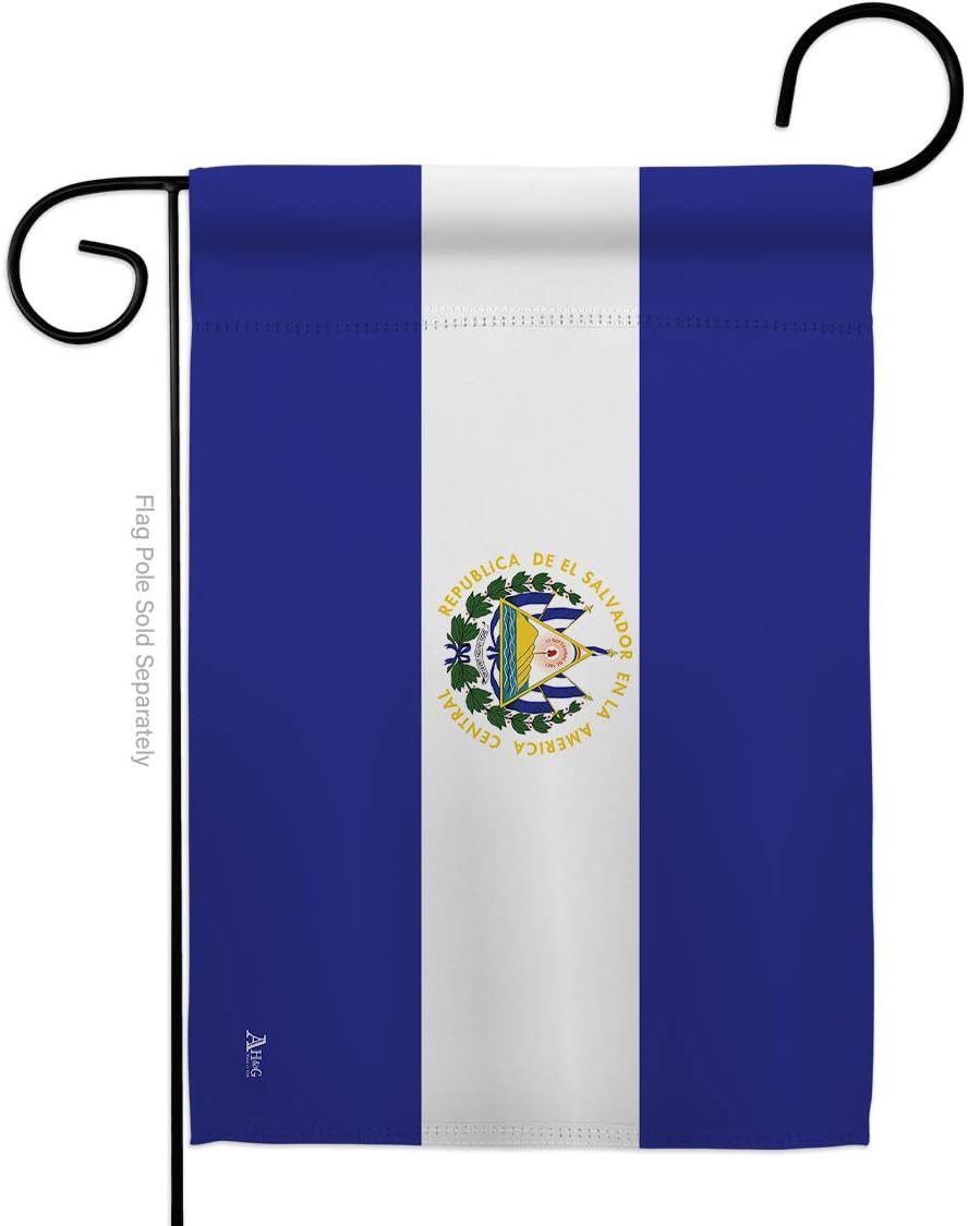 El Salvador Burlap Garden Flag Nationality Nation International World Country Particular Area Small Decorative Gift Yard House Banner Double-Sided Made In USA 13 X 18.5