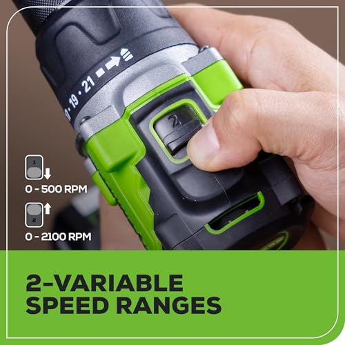 Image of Greenworks 24V Brushless Cordless Compact 1 /2 in. 530 in.-lbs. Drill /Driver and 1,950 in-lbs Impact Driver Combo (21+1 Clutch Position /LED Light), 2x2Ah Battery and 2Ah Fast Charger Included