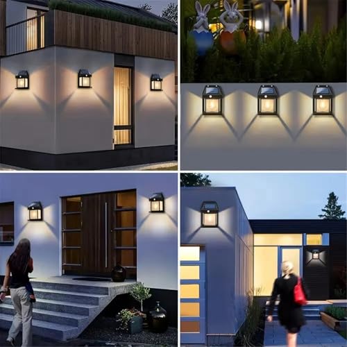 Colector solar con luz LED exteriores casa jardín valla sensor linterna energía Black Plus 6
