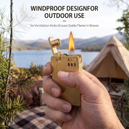 Image of Smoke King Monolith Brass Lighter - Premium Refillable Fluid Lighter (Fuel Not Included)