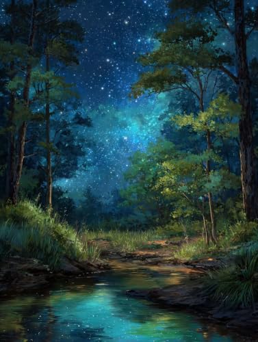Pintar por numeros adultos de bosque con pintura acrilica para cuadros de salon 80x100cm I-357