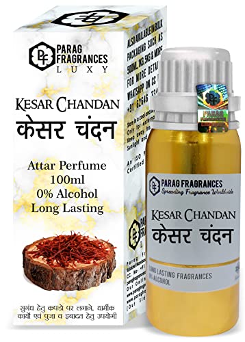 Image of Parag fragrances Kesar Chandan Attar 100Ml Grade 1 Attar /Itra /Perfume Oil For Worship & Fragrance /Perfume Oil /Natural & Pure Attar Perfume, Wood, Unisex Adult