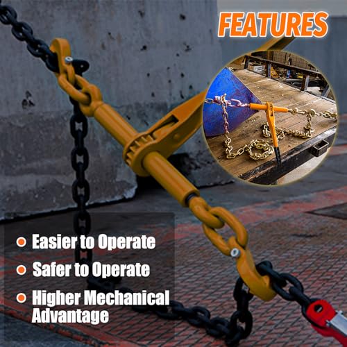 Image of Ratchet Chain Binders 1 /4''- 5 /16'', Load Binder with G70 Grab Hooks, Adjustable 1 /4 inch Binder for 1 /4 Chains, 2200 Pounds Working Load Limit- Heavy Duty Ratchet Binders for Towing (2 Pack)