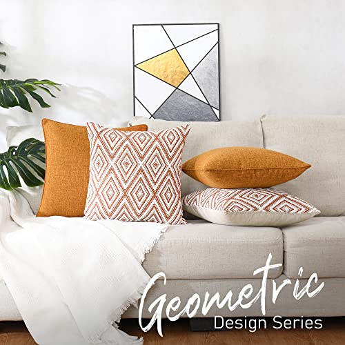 image for HPUK Decorative Throw Pillow Covers Set of 4 Geometric Design Linen Cu