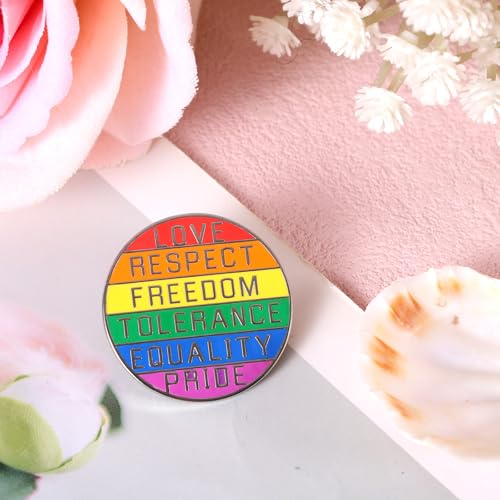 Image of Rainbow Pride Day Pin, Enamel LGBT Pins Equality Lapel Brooch LGBTQ Pins Ally Accessories Gift for Gay Lesbian Bisexual Backpack Clothes Hat Bags