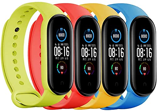 AINSLEY Band Strap compatible for Mi Band 5 and Mi Band 6 Wristband Soft Silicone Strap (Combo, Pack of 4) (Light Green-Yellow-Red-Sky Blue) (B09L4LT7FW) Amazon Price History, Amazon Price Tracker