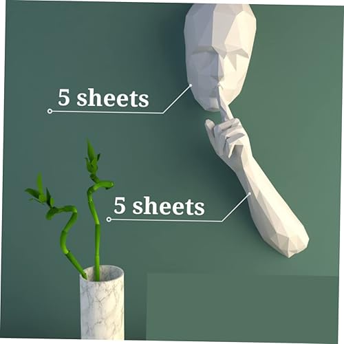 Vista 5 de ARTIBETTER 2 piezas de adornos de la casa de papel decoración de la pared de la oficina, arte moderno, decoración de pared, escultura geométrica