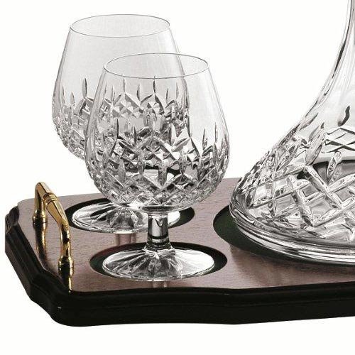 A GALWAY CRYSTAL LONGFORD BRANDY DECANTER TRAY SET. Glass - Tableware
