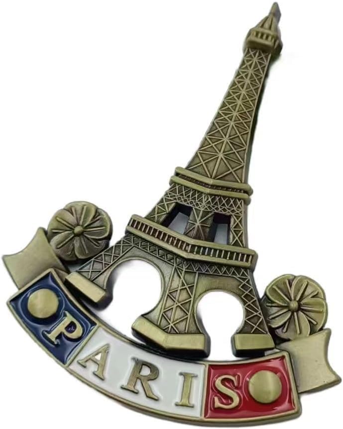Imán de metal 3D torre Eiffel bronce 6.5x3.5 cm miniatura 6