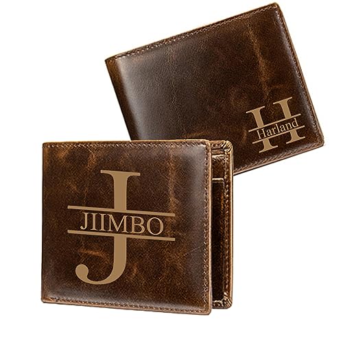 Monogram Custom Wallet for Men Personalized Leather Wallet Personalized Gifts For Men Birthday Christmas Father's Day Gifts For Him Husband Boyfriends