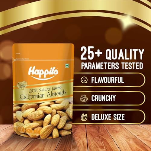Image of Happilo Natural Popular Californian Almonds 200g | Real Nuts | High in Fiber | Badam Giri | Rich in Protein | Magnesium | Phosphorus | Dietary Fibre | Nuts & Dry Fruits | Gluten Free & Zero Cholesterol