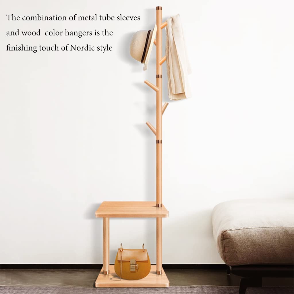 Appendiabiti Da Terra In Legno Con 7 Ganci - Regolabile In Altezza, Per Ingresso O Camera, Design Moderno - Foto 8