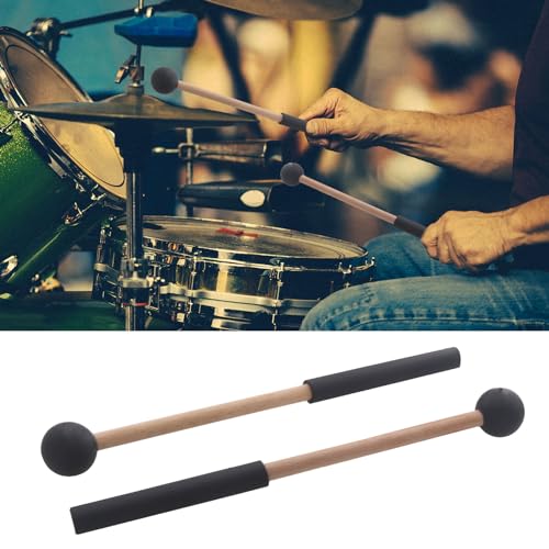 2 piezas de baquetas etéreas pequeñas para batería, con cabeza redonda y mango de madera, accesorio para percusión miniatura 2