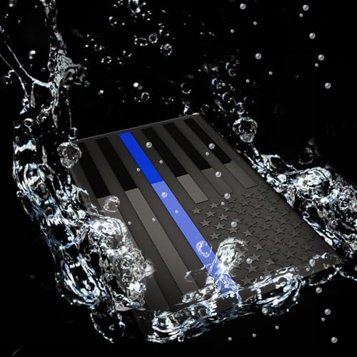 Image of 10 Pairs Embossed 3D Metal Thin Blue Line All Black American Flag Emblem Decal Stickers, Matte Black 5 inch x 3 inch Patriotic USA US Flag Decals for Car, Truck, Motorcycle Honoring Police Law Enforcement
