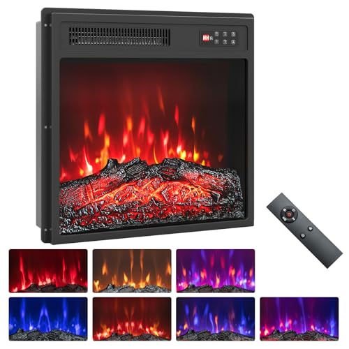 RELAX4LIFE Cheminée Électrique Encastrable 750/1500W | Petite Cheminee Decorative avec Effet Flamme LED | Chauffage | 7 Couleurs | 5 Luminosités | 5 Vitesses | Verrouillage Enfant | Minuterie | 37㎡