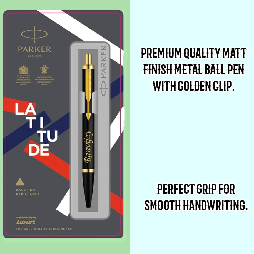 Image of Savri Personalized Parker Black Ball Pen with Name Engraved.Ideal for Corporate Gifting, Special Occasions - Customized Name- Best Gift for Birthdays, Professionals, Graduation, Promotion, Anniversary
