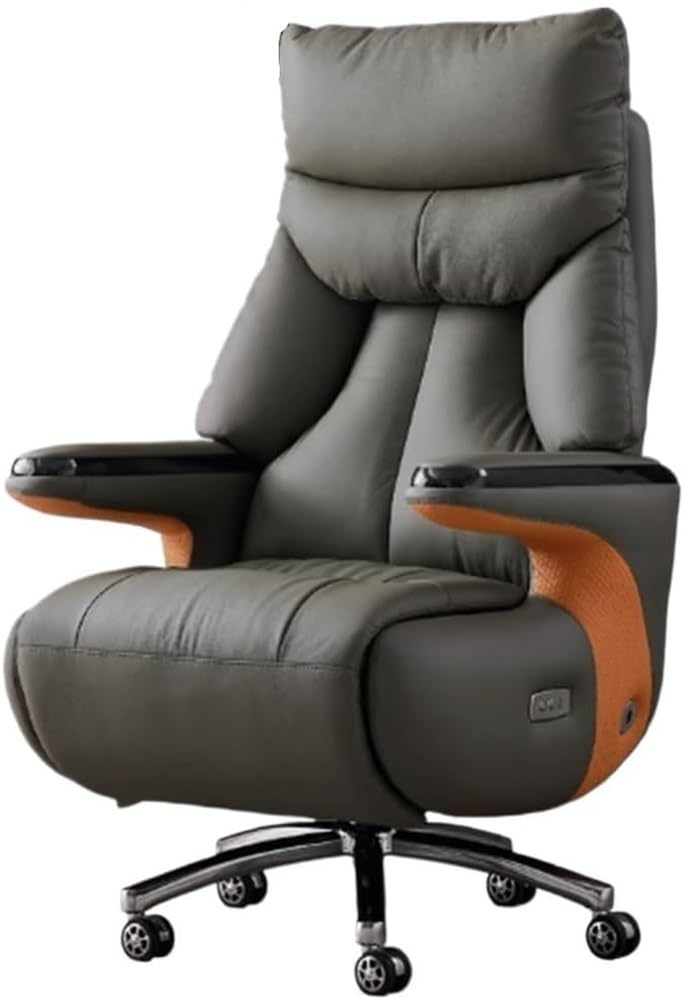 Electric Executive Office Chair Reclining Massage Leather Gaming Chair Comfortable Long Sitting Computer Desk Chair for Reception Study