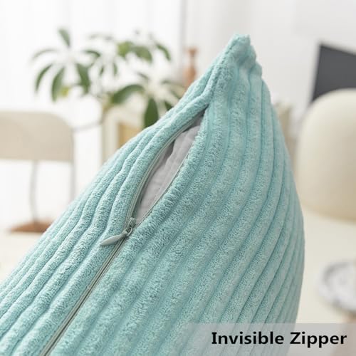 image for Home Brilliant Teal Throw Pillow Covers Pack of 2 Supersoft Striped Te