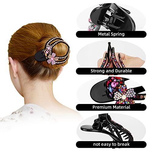 JOYFISCO Pack de 5 Pinzas para el Cabello en Forma de Corazón y Pico de Pato con Flores y Rhinestones Brillantes miniatura 2