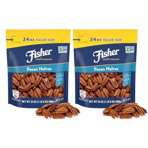 Fisher Chef's Naturals Pecan Halves, 24 oz, Pack of 2, Raw Nuts