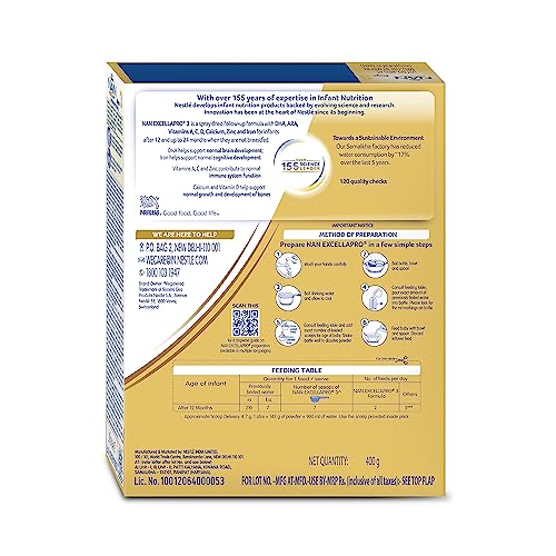 Image of Nestle NAN EXCELLAPRO Nan Stage 3 Follow-Up Formula Milk Powder For Babies, 12-24 months, With DHA, ARA, 400g Pouch in Box - (Pack of 2)