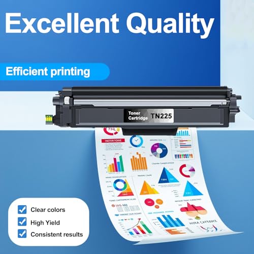 Image of TN225 Toner Cartridges Replacement for Brother TN221 TN-225 Toner