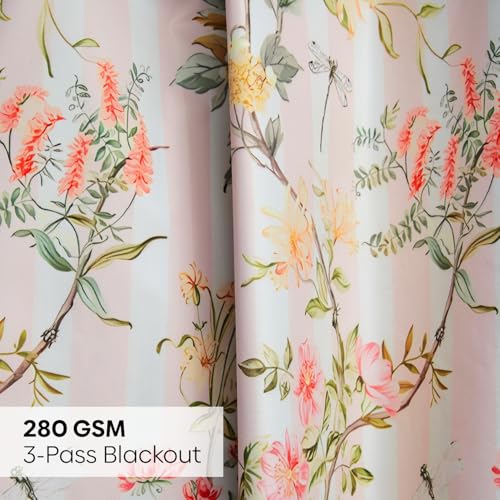 Image of haus & kinder 100% Blackout Door Curtains 7 Feet Long Pack of 1 Door Curtain, 7 Feet Curtain for Door, 100% Room Darkening (Classic Damask, 130 X 213 CM)