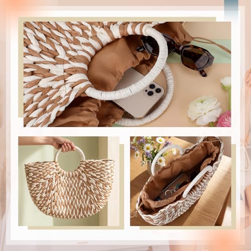Image of Frienda Straw Tote Bag Summer Beach Bag Handmade Straw Rattan Woven Handbag for Women Travel