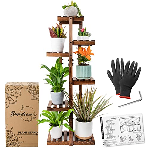 Bonadecor Plant Stand For Indoor Plants - Multiple Tier Wood Plant Shelf Indoor, 6-Tiered Corner Tall Plant Stand Outdoor, Plant Holders, Plant Rack, Plant Pots, Planters & Flowers Stand For Garden #TOP3