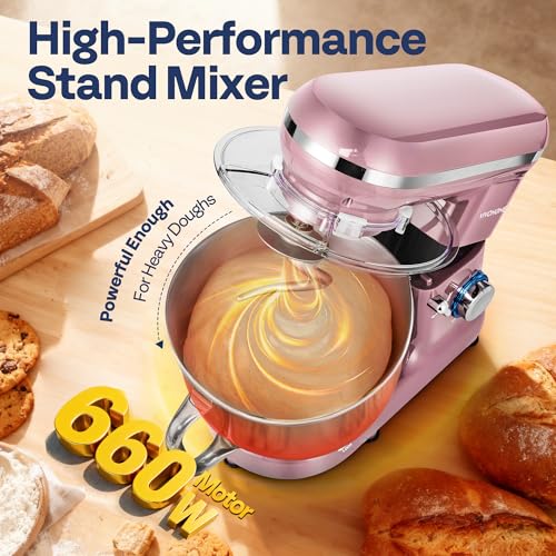 Image of VIVOHOME Stand Mixer, 6-Quart Tilt-Head Kitchen Mixer with Bowl, Pink