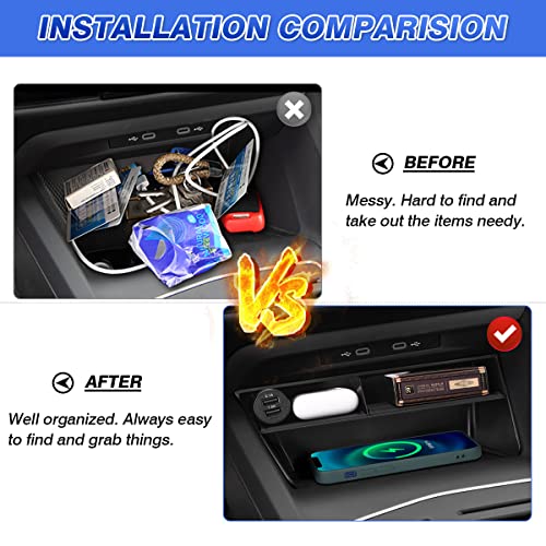 Image of Karltys Center Console Organizer, Storage Box with Non-Slip Silicone Mat, Center Console Tray Insert Secondary for VW Volkswagen Golf GTI R MK8 2022-2025 2026 Accessories