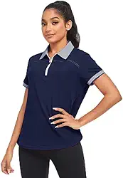 Camisa polo feminina de golfe para mulheres, gola e manga curta, camisas polo femininas para trabalho