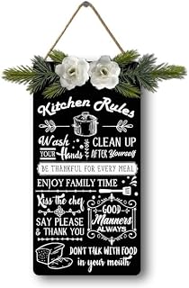 Geroclonup Kitchen Rules Sign, Funny Rustic Kitchen Decor for Counter, Farmhouse Kitchen Sign, Kitchen Decoration for Kitchen Wall Decor, Kitchen Counter Decor 20x40cm