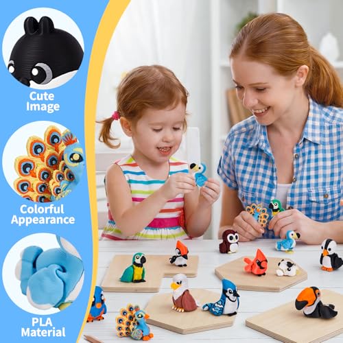 Image of 16pcs 3D Printed Animals Set Articulated Bird Toys Pinata Stuffers Goodie Bag Fillers Spring Bird Toys Pocket Pets Desk Pets Sensory Fidget Toys Gifts for Kids & Bird Lovers