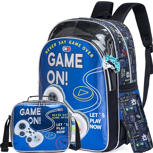 Meetbelify Mochilas escolares fofas para meninas e meninos para estudantes do ensino fundamental, 8 a 10 anos, conjunto de mochila estética, Jogo 04, 16.5' x 11.8' x 7'