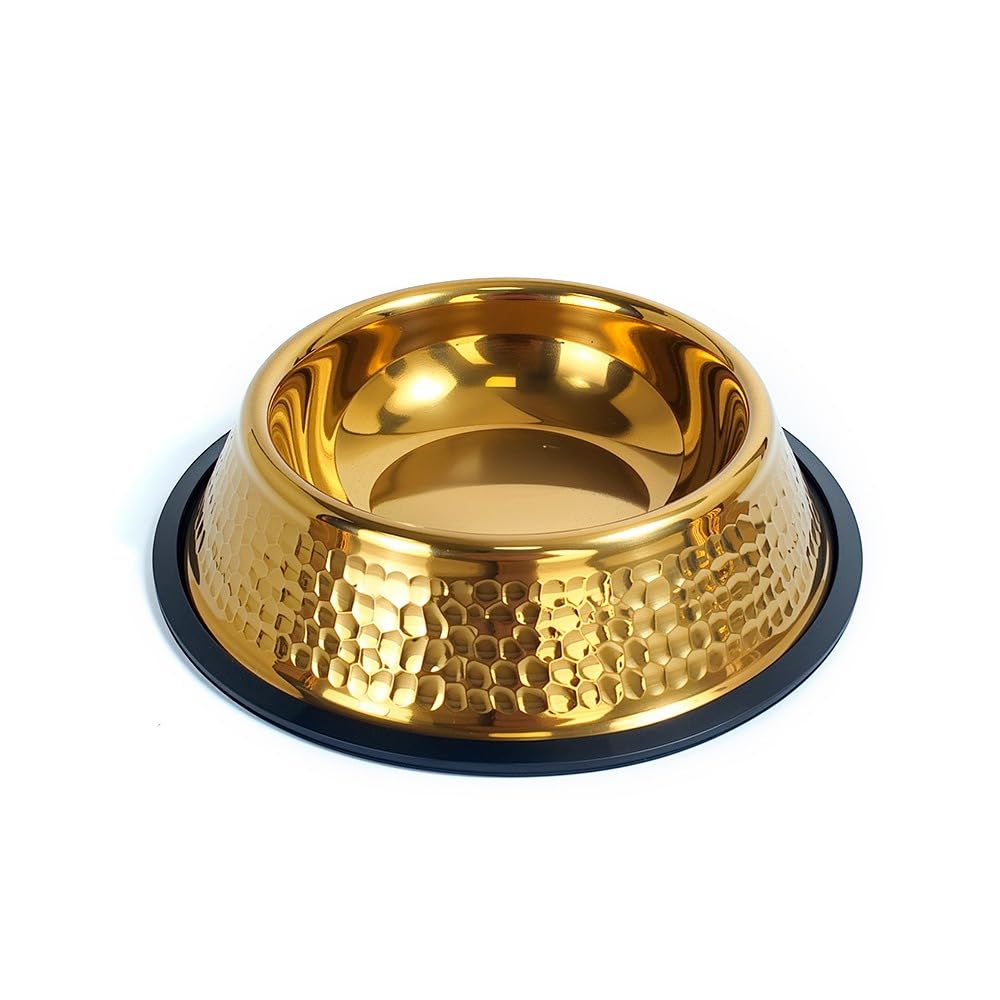 Stainless Steel Dog Bowl,Dog Feeding Bowls, Non-Slip Stainless Steel Dish(Gold)